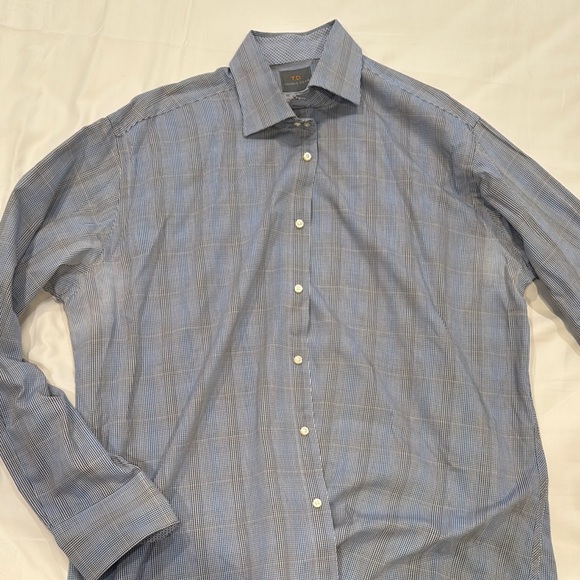 Thomas Dean Blue Black Checkered Dress Shirt - Picture 2 of 4